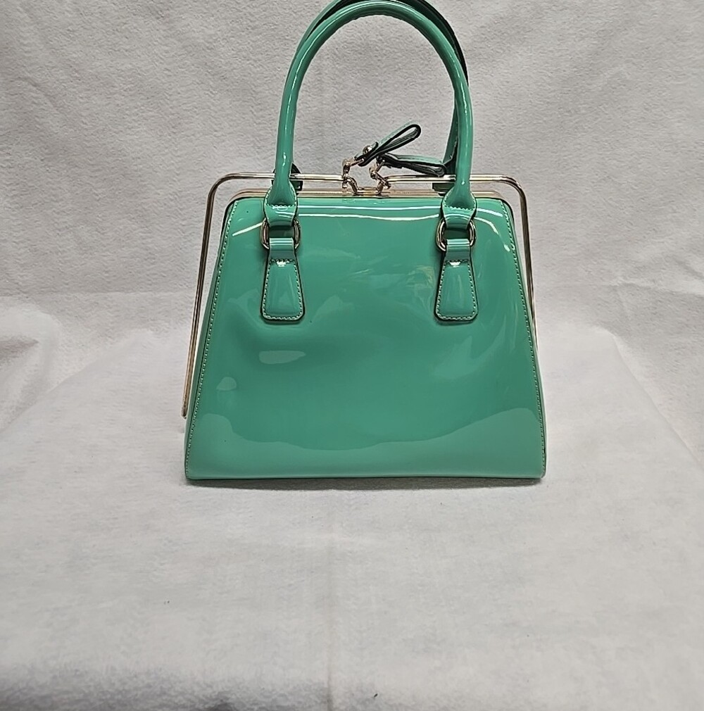 Mint Green Top-Handle Satchel With Wallet 10x12x6 W/ Wallet - Picture 3 of 11